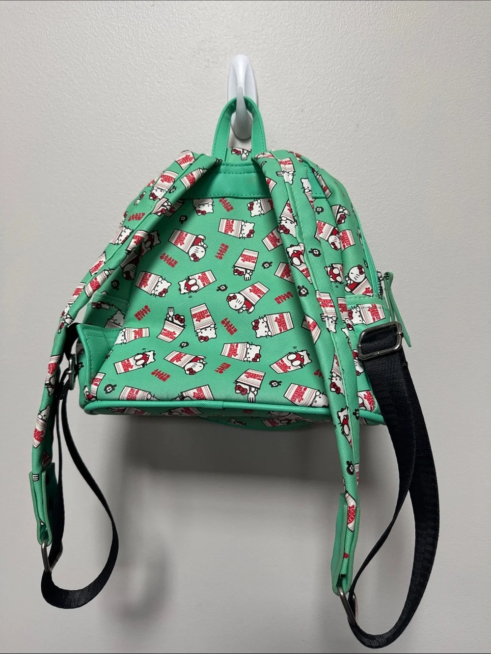 Hello Kitty Mint Green Mini Backpack with Cup Noodles Print
